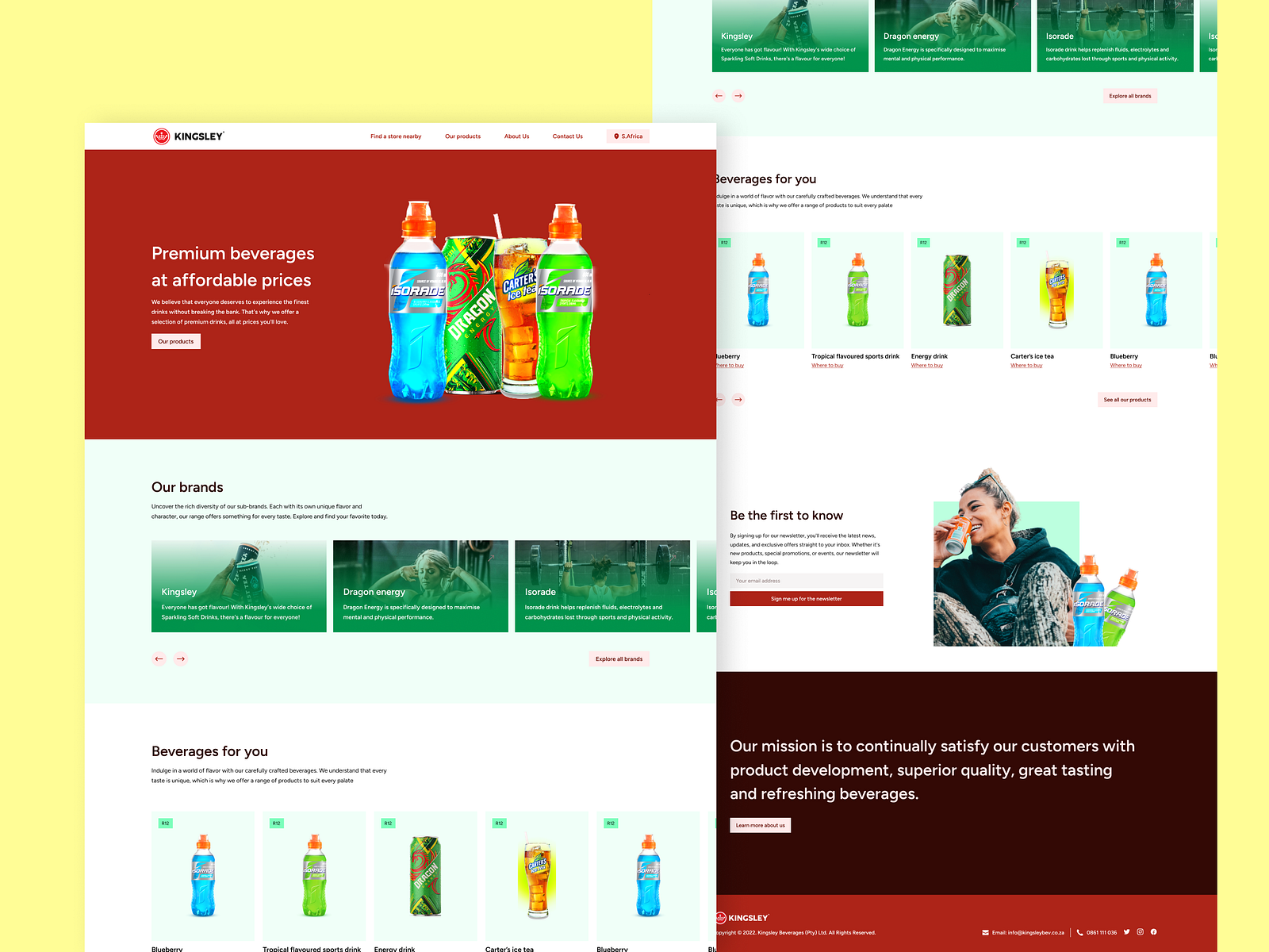 Landing page for Kingsley beverage by Godwin John on Dribbble