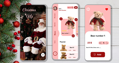 Santa Claus Gifts app UI / UX animation bears gift gifts graphic design merry christmas new year santaclaus ui