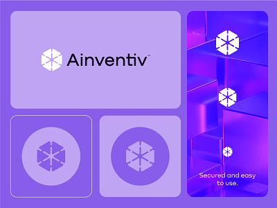 Ainventiv logo design. block blockchain branding chain ecommerce it logo designer security