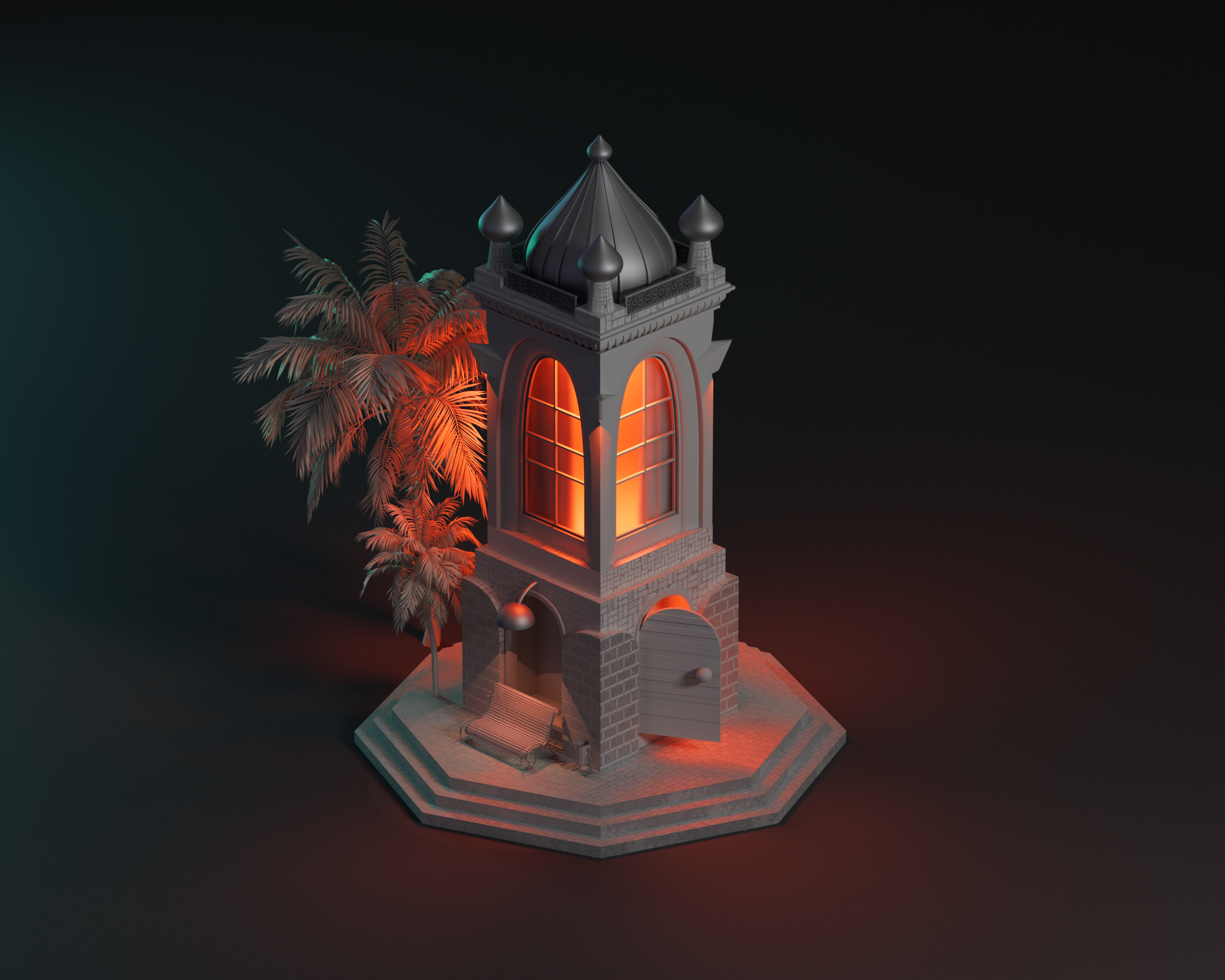 Islamic Tower 3d 3d animation 3d art 3d modelling art c4d cinema design emiliance low poly maxon minimal