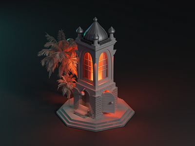 Islamic Tower 3d 3d animation 3d art 3d modelling art c4d cinema design emiliance low poly maxon minimal