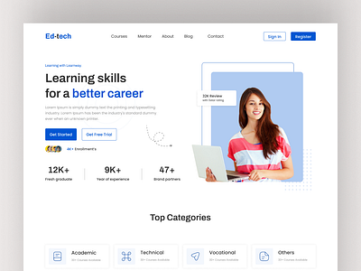 EdTech Platform Hero Design amber it branding case design ecommerce edtech elearing elearning hero homepage ux