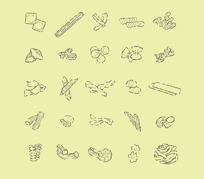 24 Pasta Icons design graphic design illustration vector