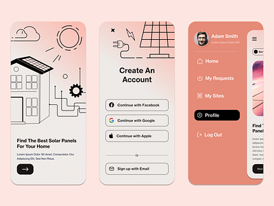 Solar Panels APP design energy header illustration isometric landing login mobile service solar website