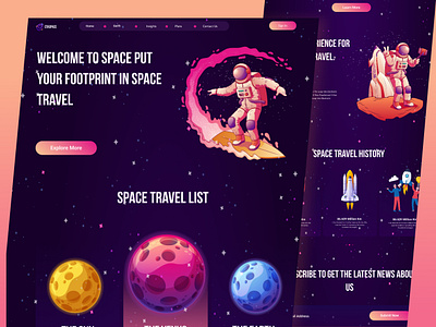 Space Travel & Research - Landing Page app design figma graphic design icon landing page space travel space travel landing page space web ui travel travel list ui uiux ux web design web ui