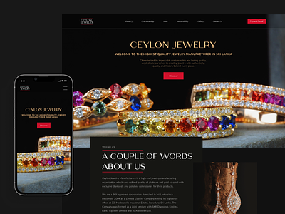 Ceylon Jewelry Website UI Design bespoke branding clean dark mode design diamond gold jewelry landing page minimal mobile platinum rings silver ui whitespace women
