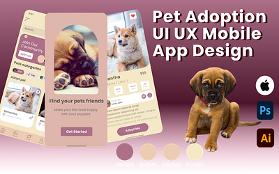 Minimalist UI UX design for Pet Adoption App 3d animation app branding design graphic design illustration logo motion graphics ui ux vector