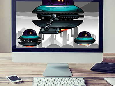 UFO 2D Sprites Game Asset 2d sprites alien android game design et game game asset game character gamedev illustration saucer sidescroller sprite sheet ufo