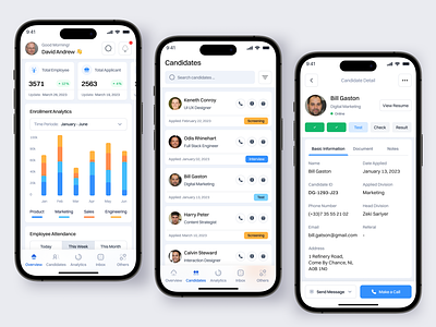 Strix - HR Management Mobile App android app candidate design employee hiring hiring tools hr hr management hrd ios iphone job mobile monitoring saas team ui uiux work