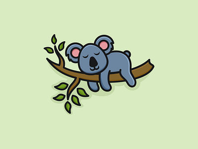 Cute Sleep Koala Logo Design animal app branding cute design graphic design illustration koala logo sleep typography ui ux vector