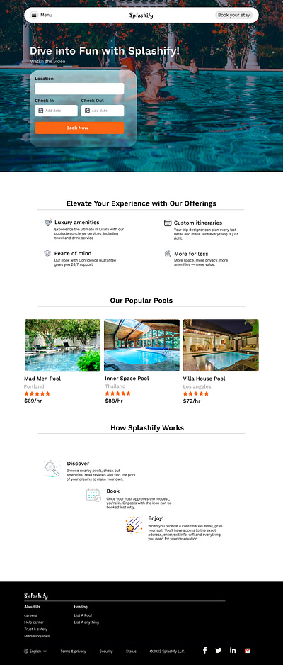 Rent Your Own Private Pool Today! adobe xd branding figma figmawebdesign funinpool pool on rent poolanylocation poolrentwebsite privatepool ui webdesign