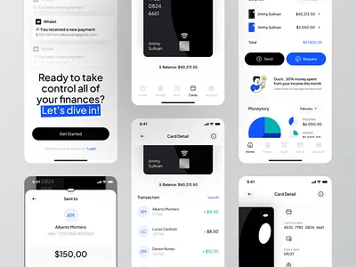 Whalet - Finance Mobile App app bank bank app card card design clean credit card finance finance app finance design financial ios mobile app ui ux