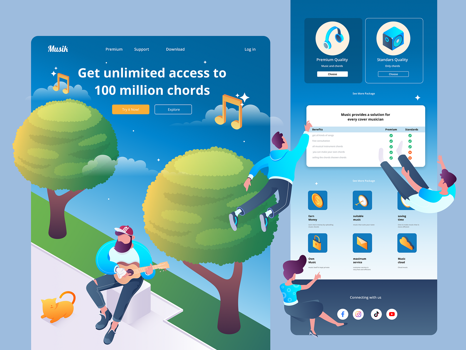 Digital music service landing page by Nendo for Tipataha on Dribbble