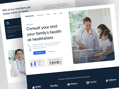 Healthshimi - Healthcare Landing Page b2b b2b healthcare b2c clean clear consultation doctor health health care health website healthcare healthcare landingpage healthcare website landing page medical care medicine modern saas ui website