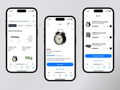 E commerce responsive mobile website app app design blue brand branding business clean concept creative dailyui design figma flat interface ios minimal mobile product design ui ux