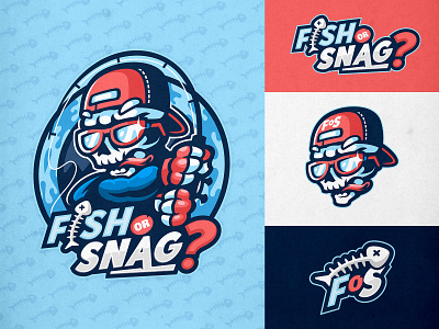 FISH OR SNAG? bold branding cartoon characters design esports fishing gaming logo illustration lettering logo skull sports sportslogo typography vector