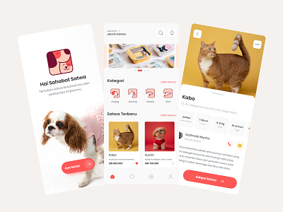 Pusatwa - Pet Shop Mobile App Design adopted app cat clean design dog gecko hobbies kitten marketplace mobile pet pet shop pet store shop snake store ui uiuxdesign ux