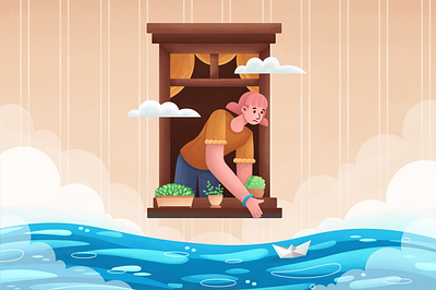 The Land be drowned flat illustration illustrator ux vector