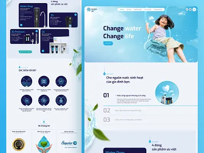 Water purifier landing page branding design eco flat friendly graphic design health landing page natural purifier ui ux water web