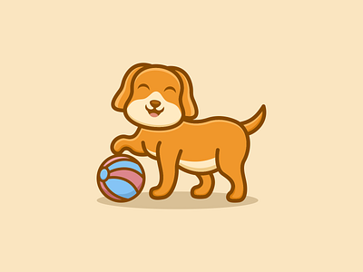 Cute Ball Play Dog Logo animal app ball branding cute design dog graphic design illustration logo play typography ui ux vector