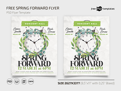 Free Spring Forward Flyer Template + Instagram Post (PSD) event events flyer flyers free freebie photoshop print printed psd template templates