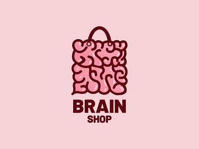 BRAIN COMBINATION WITH SHOP BAG app brain branding design graphic design icon illustration logo online shop store ui ux vector