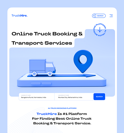 Truck Booking Landing Page booking page cards clean faqs landing page light ui multi colors truck ui