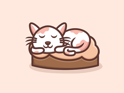 Cute Sleep Cat Logo Design animal app branding cat cute design graphic design illustration logo sleep typography ui ux vector