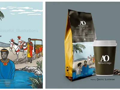 Alpha and Omega Coffee! alpha and omega branding coffee coffee bag coffee mug digital art digital drawing drawing graphic design illustration jesus christ logo tablet texture vector
