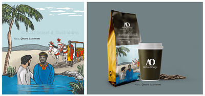 Alpha and Omega Coffee! alpha and omega branding coffee coffee bag coffee mug digital art digital drawing drawing graphic design illustration jesus christ logo tablet texture vector
