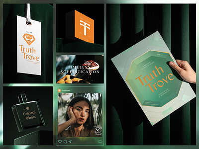 Truthtrove-Brand Identity brandfashion brandidentity branding design diamond exploration fashion graphic design green highfashion lion logo luxury moin parfume typography vector