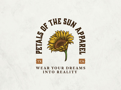 Petals Of The Sun Apparel | Vintage Logo branding flower graphic design illustration logo vintage