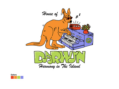 HOUSE OF DARWIN - HARMONY IN THE ISLAND australia branding design graphic design harmony illustration kangguru kangoroo logo music