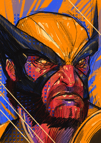 Wolverine - X-men character comics hero illustrated portrait illustration illustrator logan mutants people portrait portrait illustration procreate superhero wolverine x men yellow