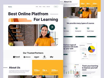 E-learning Landing Page Design course e learning education education platfrom education website elearning elearning website home page landing page learning learning website online course online learning online study ui ux web design