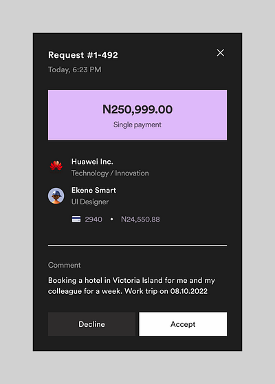 Invoice Request Display figma fintech financial uidesign