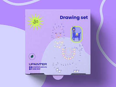 UPAINTER | Kids drawing set packaging design baby bag box brand identity branding child children cute drawing funny kids kids brand package packaging packaging design playful pouch purple set toys