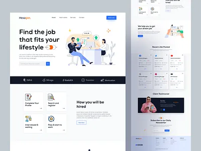Job Finder Platform Website career design employment figma illustration interview job job listing job platform job seeker job serach landing page trends ui ux web website