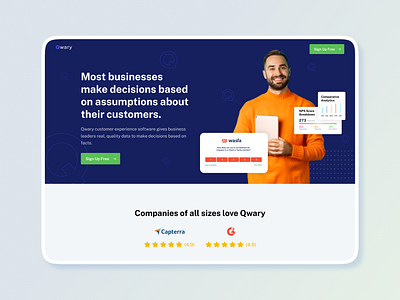 Qwary Website analytics desktop homepage landing page marketing saas ui website