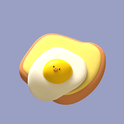 Cutie Bread + Egg 3d bread c4d character cinema 4d creative cute design egg food fun illustration