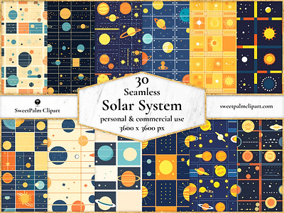 30 JPG Seamless Solar System Digital Pattern digital art galaxy solar solar system space sun