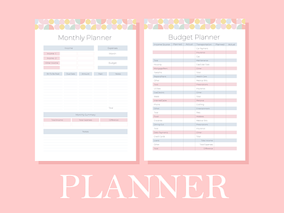 Monthly Budget Planner adobeillustrator budget planner design graphic design illustration monthly planner pink planner