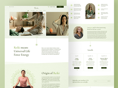 Website - Reiki Healing calm clean design features healing landing layout levels meditation minimal pricing reiki spa website yoga