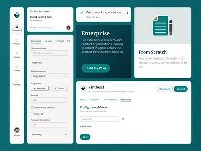Vimbeat UI UX cards create design elements module product saas ui ux webapp