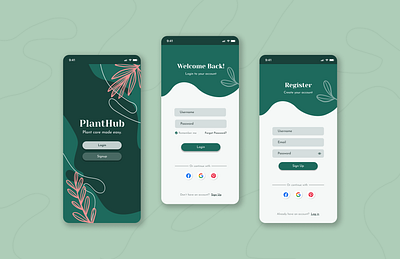 App Login/Sign Up - Plant care app design ui ux