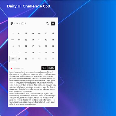 Daily UI 038 / Calendar dailyu dailyui 004