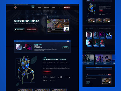 Korean Starcraft League II game web design gaming gaming website landing page minimal modern user interface website design