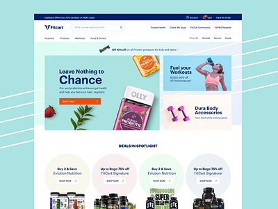 Fitcart Website desktop ecommerce fitness homepage landing page ui website