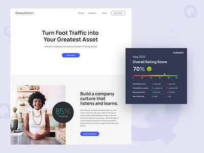 QwaryStation Website analytics homepage landing page light minimal product saas ui website