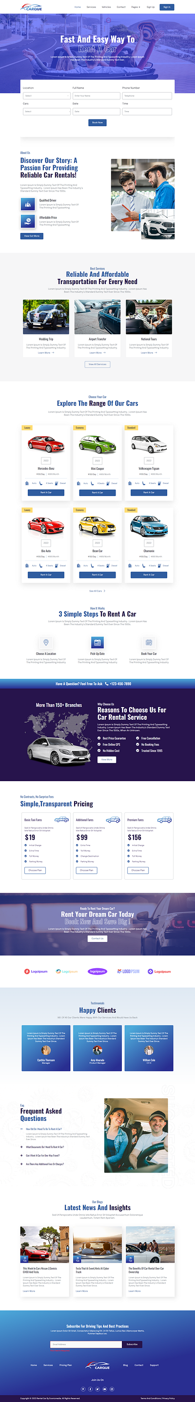 Carque Car Rental Elementor Template Kit amazing design appointment form branding car list car rental car service contact form design idea driver modern design professional look rent a car rent services service taxi ui unique design ux website website design